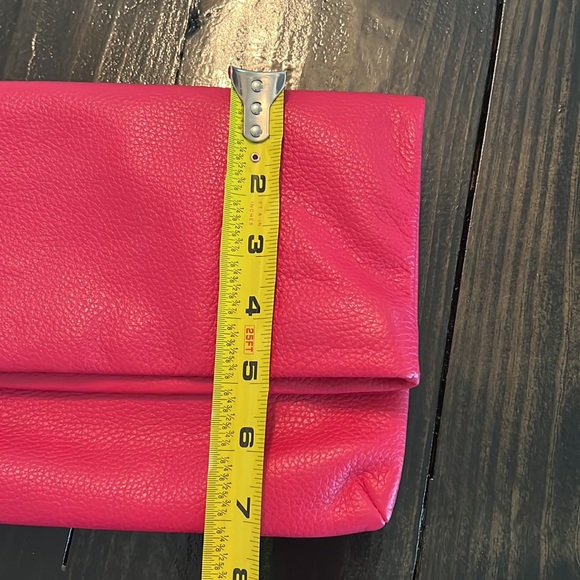 EUC Jennifer Haley Hot Pink Leather Fold Over Clutch - Picture 8 of 10